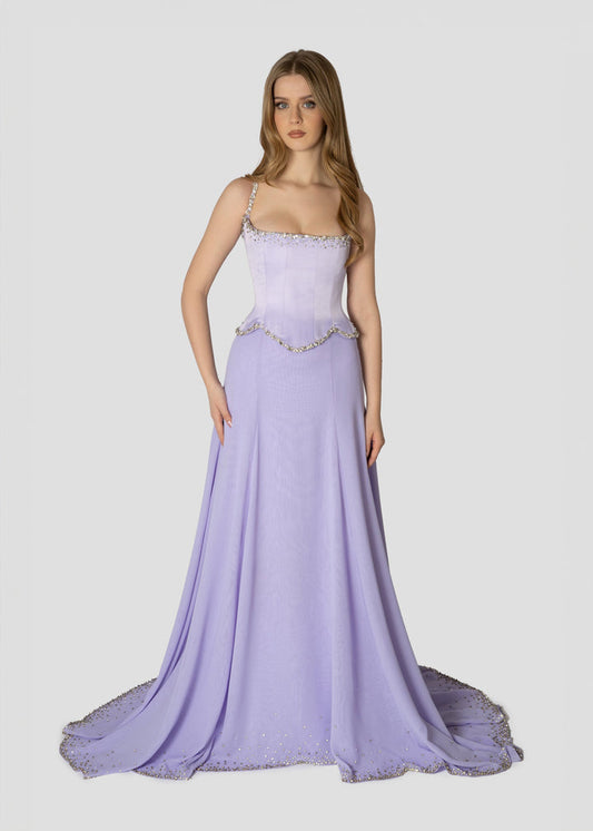 Purple Embroidered Dress