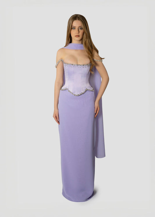 Off Shoulder Lavender Corset Dress